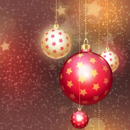 Thiết Kế Giáng Sinh Trong Adobe Photoshop Cs6 - Đỏ Và Vàng Giáng Sinh Ball Stars Nền Phần 1