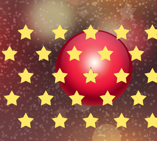 Thiết kế Giáng sinh trong Adobe Photoshop CS6 - đỏ và vàng Giáng sinh Ball Stars nền
